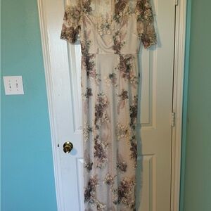 Adrianna Papell Floral Embroidered Long Sleeve Dress